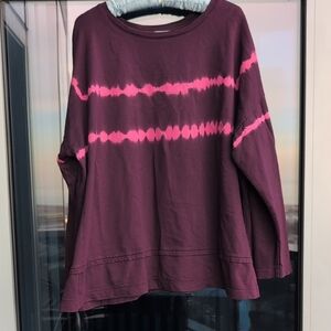 J. Jill Burgundy and Pink Long Sleeve Tee